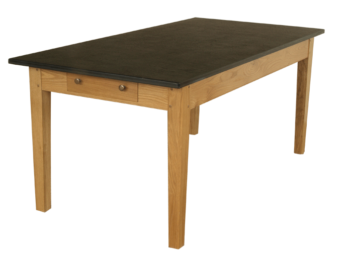 Oak Medium Size Slate Top Farmhouse Table